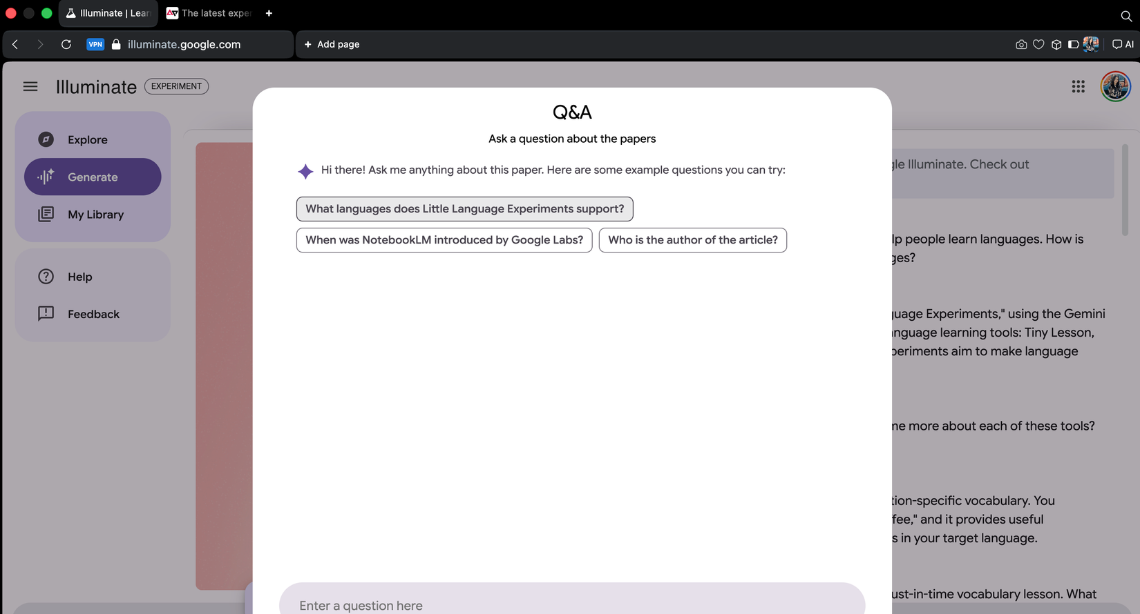 خيار الأسئلة والأجوبة في Illuminate