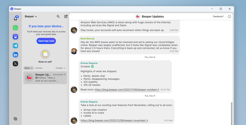 Beeper app on Windows PC