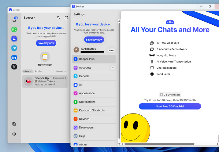 Beeper Plus features on PC