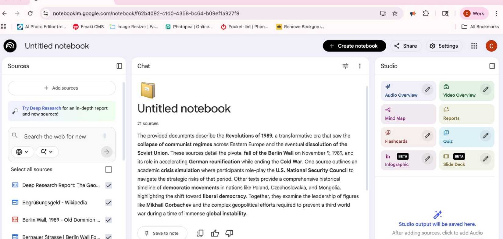 استيراد البحث العميق (Deep Research) إلى دفتر الملاحظات لـ NotebookLM
