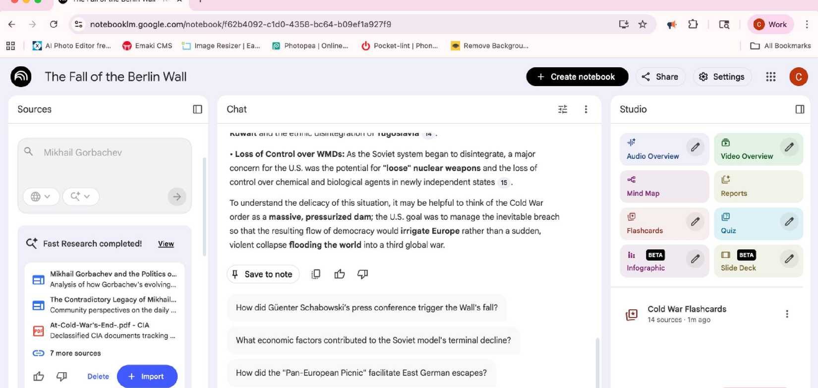 Asking Fast Research about a topic in NotebookLM